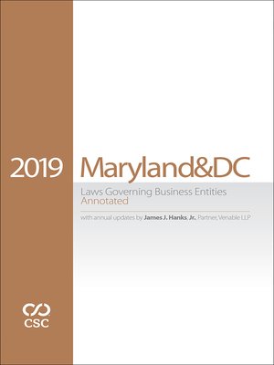 cover image of CSC&#174; Maryland & the District of Columbia Laws Governing Business Entities